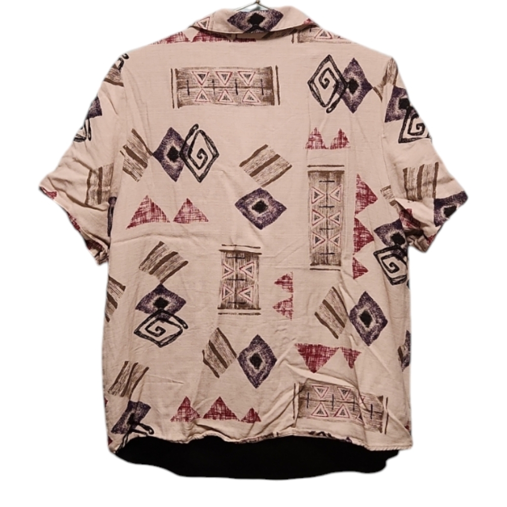 NYCC - vintage short sleeve geometric blouse/tank 1X - Picture 10 of 14
